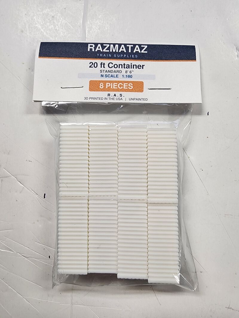 20 ft Container - N Scale 1:160 Standard 8 ft 6 in Intermodal Container (8-Pack)