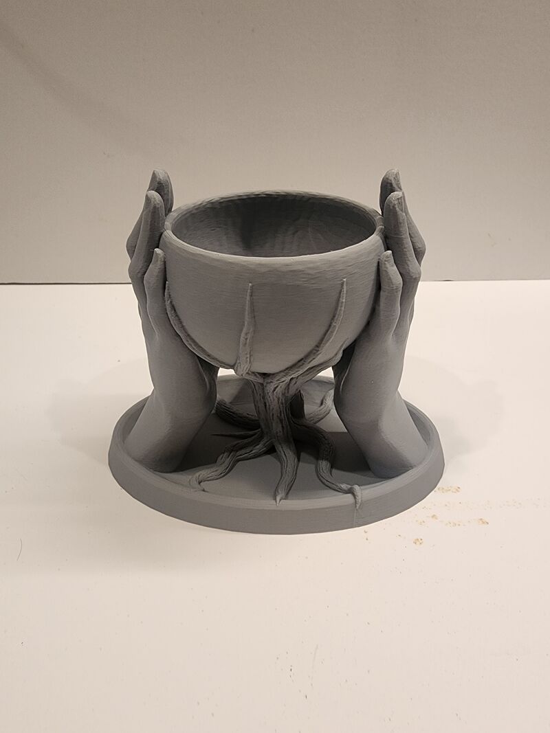 3D Printed Gothic Fantasy Hands Bowl Planter Succulent Pot Gray PLA Decor