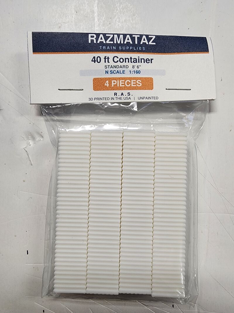 40 ft Container - N Scale 1:160 Standard 8 ft 6 in Intermodal Container (4-Pack)