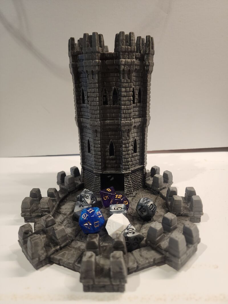 3D Printed Dice Tower Castle Tower Octagonal Dungeon D&D RPG Tabletop Gaming