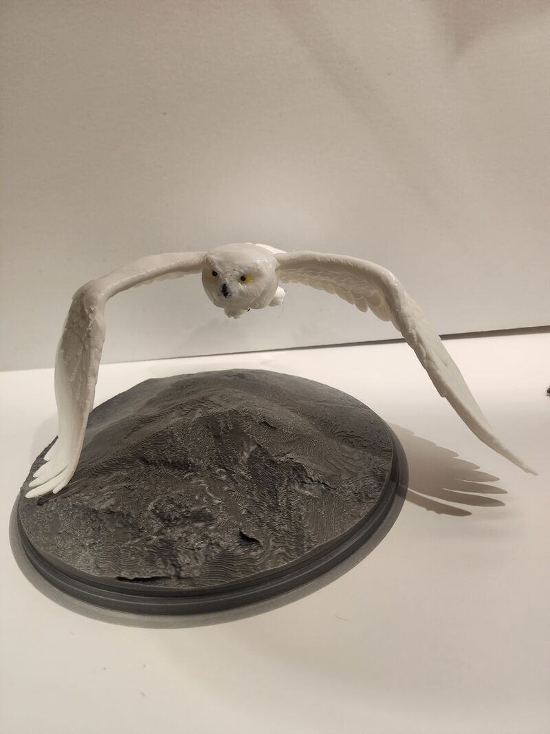 3D Printed Hedwig Owl Flight Sculpture Harry Potter Fan Art Handmade Desk Decor