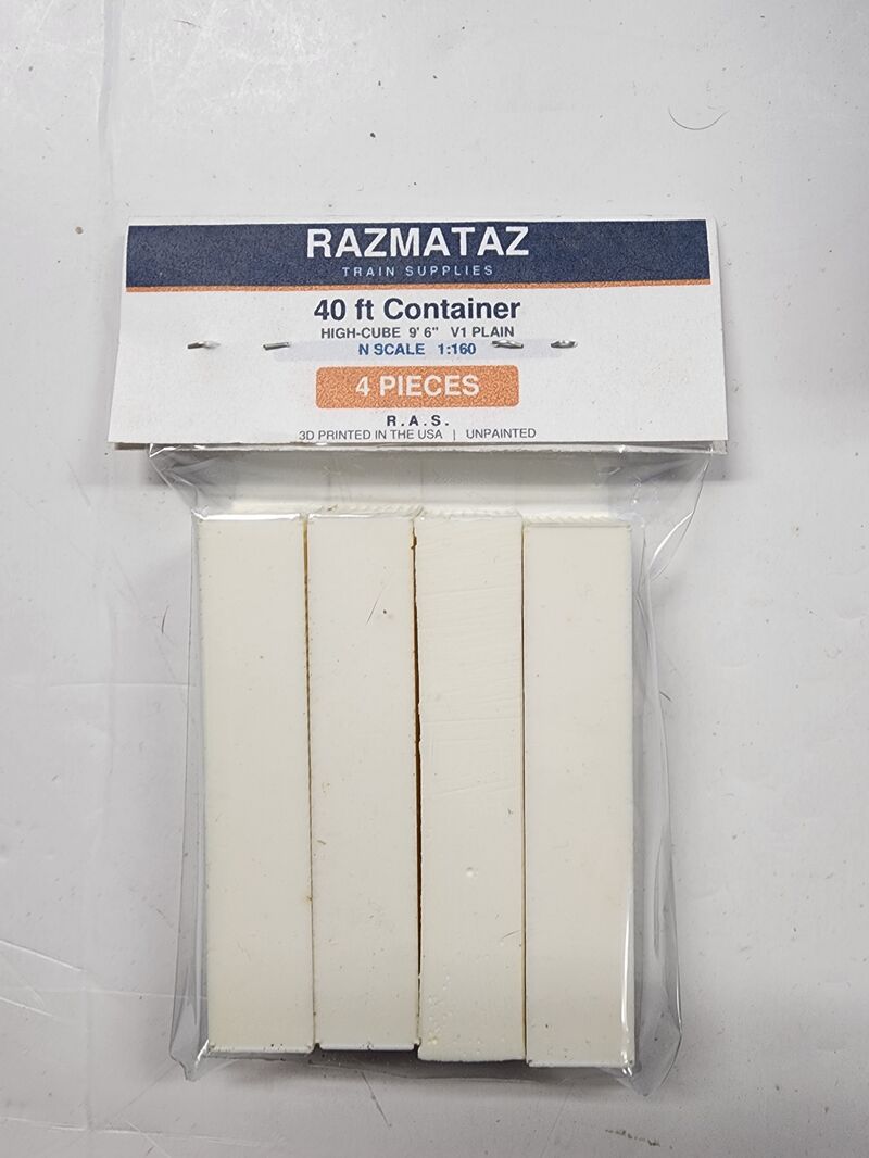 40ft High-Cube Intermodal Container - N Scale 1:160 - V1 Plain (4-Pack)