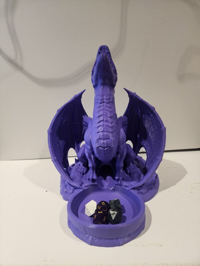Purple Dragon Dice Tower – 3D Printed RPG Dice Roller for D&D, Pathfinder & Tabletop Games